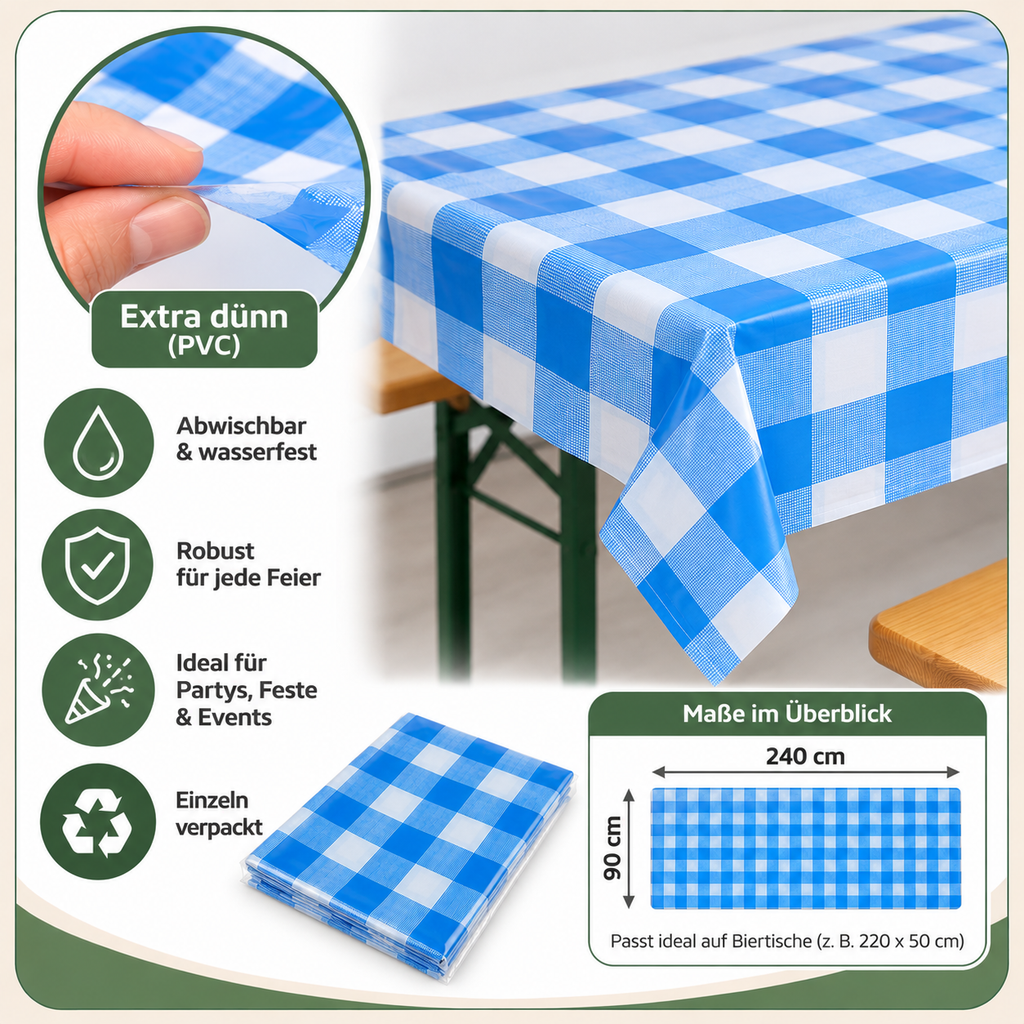 Party-Tischdecken 4er-Set – 90 × 240 cm