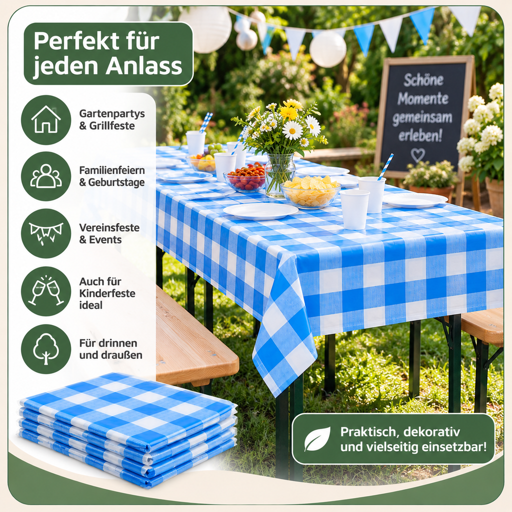 Party-Tischdecken 4er-Set – 90 × 240 cm