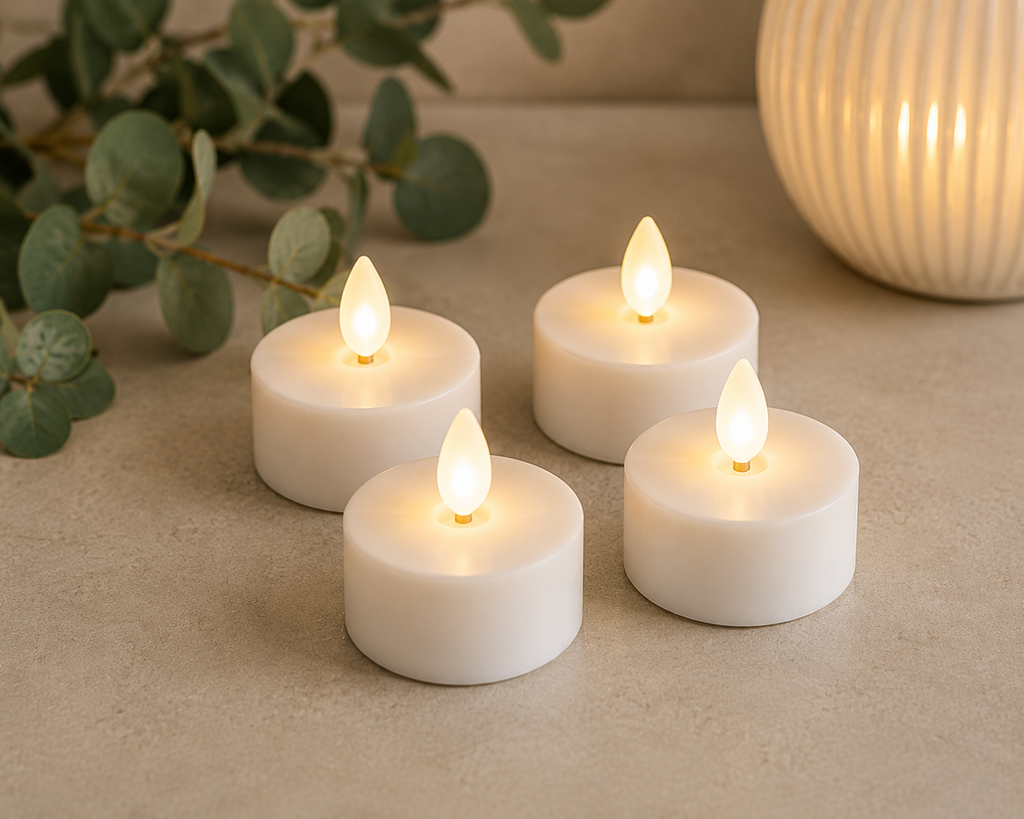 LED-Teelichter mit Timer – 4er-Set