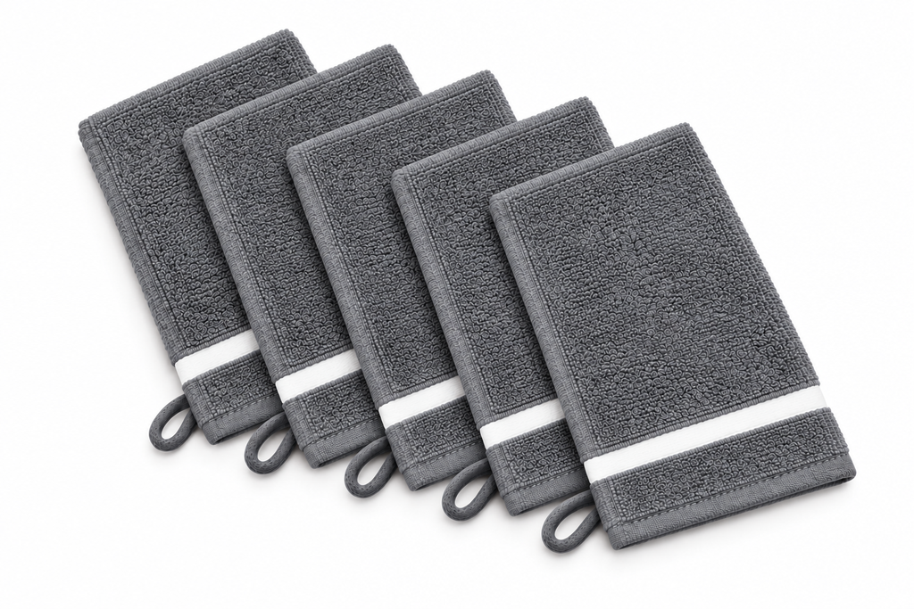 Waschhandschuhe 5er-Set aus 100 % Baumwolle – 17 × 25 cm