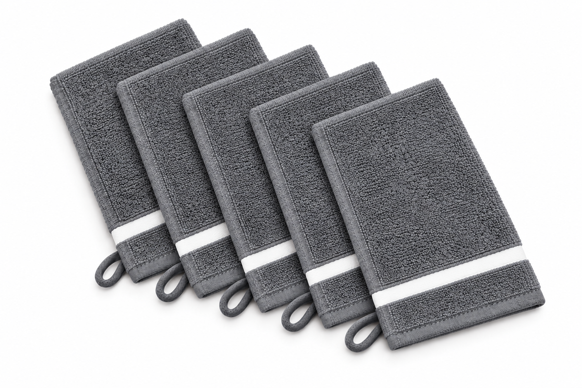 Waschhandschuhe 5er-Set aus 100 % Baumwolle – 17 × 25 cm