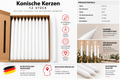12er Set Stabkerzen Weiß – 25 cm – ca. 8 Std. Brenndauer